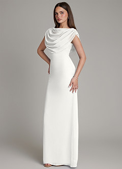 Azazie Hadley Bridesmaid Dresses White Mermaid Pleated Chiffon Dress image9
