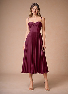 Léna Mulberry Pleated Midi Dress image3