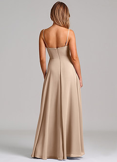 Azazie Elle Robes de demoiselle d'honneur Robe Trapèze en Mousseline de soie Plissée Taupe image7