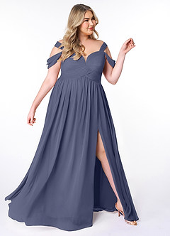 Azazie Lianne Bridesmaid Dresses Stormy A-Line Off the Shoulder Chiffon Dress image10