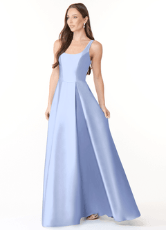 Azazie Neve Bridesmaid Dresses Ice Ball-Gown with Pockets Stretch Satin Dress image3