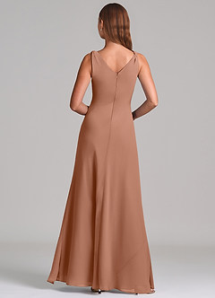 Azazie Nerine 신부 들러리 드레스 A라인 주름진 쉬폰 바닥 길이 드레스 image5