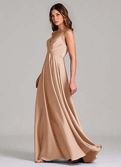 Azazie Amani Bridesmaid Dresses English Rose A-Line Pleated Stretch Satin Dress image3