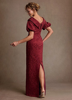 Azazie Amala Kleider für die Brautmutter Spalte Plissee Blumen-Jacquard Kleid Cabernet Franc image3