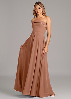 Azazie Lucienne Abiti da Damigella Abito Convertibile A-Line in Chiffon Senza Cinturino Bronzo image1