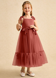 Azazie Jaci Sukienki dla dziewczynek sypiących kwiaty Linia A Pasek spaghetti Szyfon Długość kostki Sukienka image3