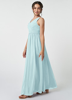Azazie Kora Junior Sea Glass A-Line Pleated Chiffon Dress image3