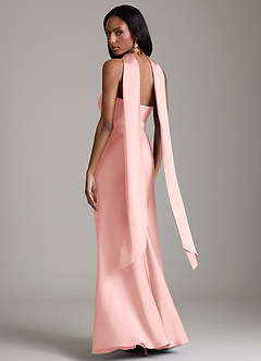 Azazie Saylor Robes de demoiselle d'honneur Robe Sirène en Satin extensible Sans bretelles Rose Poudré image8