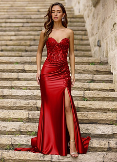 Emblace Red Mermaid Prom Dress image3