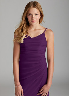 Azazie Deandra Junior Grape Sheath Mesh Dress image6