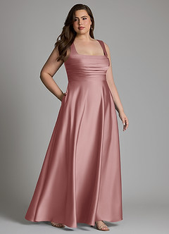 Azazie Azaria Bridesmaid Dresses Dusty Rose A-Line Corset Stretch Satin Dress image11