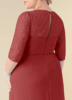 Azazie Leonine Mother of the Bride Dresses Rust A-Line Scoop lace Chiffon Dress image13