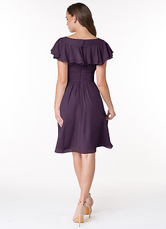 Azazie Hadley Modest Bridesmaid Dresses A-Line Pleated Chiffon Knee-Length Dress image2