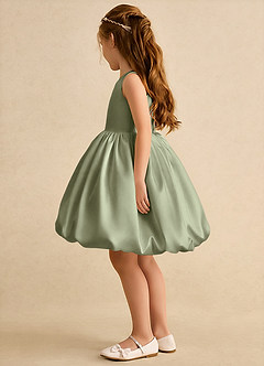 Azazie Nirvana Robe Demoiselle D'honneur Fillette Robe Princesse en Mat Satiné Rayé Pistache image4