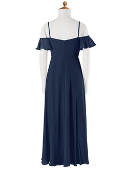 Azazie Juna Junior Dark Navy A-Line Off the Shoulder Chiffon Dress image7