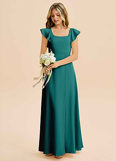 Azazie Bondi Junior Klä av A-Line i Stretch Satin Sidoslits image5