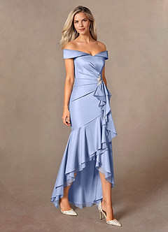 Azazie Billings Mother of the Bride Dresses Ice Mermaid Off the Shoulder Stretch Satin Dress image6