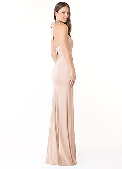 Azazie Emeria Bridesmaid Dresses Blushing Pink Mermaid Pleated Stretch Satin Dress image5