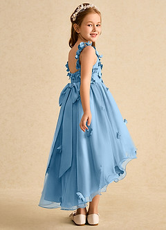 Azazie Tweety Flower Girl Dresses Steel Blue A-Line Lace Tulle Dress image6