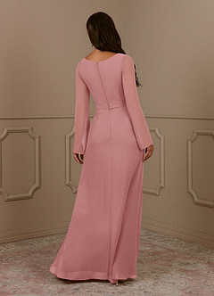 Azazie Belinda Mother of the Bride Dresses Dusty Rose A-Line V-Neck Pleated Chiffon Dress image2