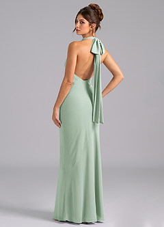Azazie Velli Bridesmaid Dresses Agave Mermaid Bow Chiffon Dress image7