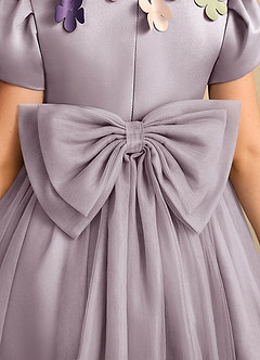 Azazie Janna Flower Girl Dresses Dusk A-Line with Sleeves Matte Satin Dress image6
