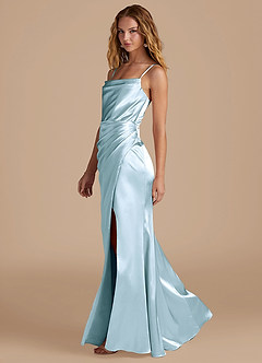 Azazie Marzia Robes de demoiselle d'honneur Robe Sirène en Satiné métallisé Plissée Bleu Ciel image2