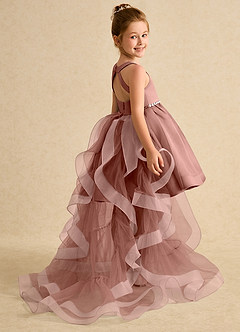 Azazie Julietta Robe Demoiselle D'honneur Fillette Robe Princesse en Tulle Convertible Rose De Cèdre image6