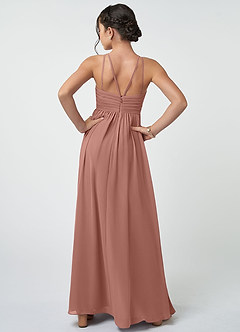 Azazie Leighton Junior Cedar Rose A-Line Pleated Chiffon Dress image3