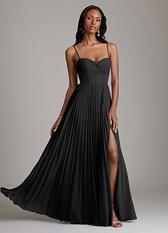 Azazie Akiko Probar vestidos en casa Vestido de Negro de Gasa de Corte en A con Escote de Corazón image1