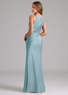 Azazie Allettie Bridesmaid Dresses Moody Blue Mermaid Stretch Satin Dress image2