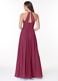 Azazie Ginger Bridesmaid Dresses Mulberry A-Line Halter Pleated Chiffon Dress image2