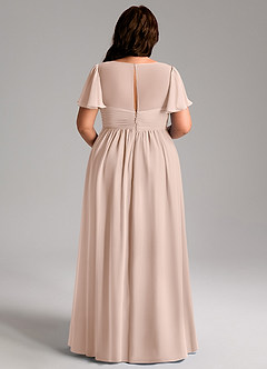Azazie Verna Maternity Bridesmaid Dresses A-Line V-Neck Ruched Chiffon Floor-Length Dress image12