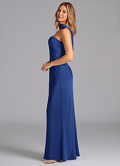 Azazie Lusinda Brautjungfernkleider Meerjungfrau-Linie Schulterfrei Stretch-Satin Kleid Königsblau image5
