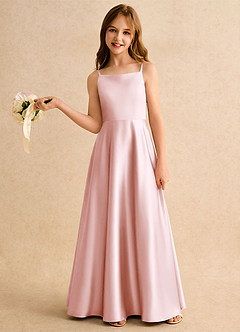 Azazie Joella Flower Girl Klänningar Klä A-Line i Stretch Satin Plisserad image2