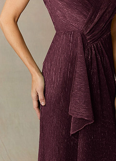 Upstudio Tuscon Mother of the Bride Dresses A-Line V-Neck Ruched Metallic Mesh Asymmetrical Dress image6