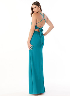 Azazie Aribella Bridesmaid Dresses Jade Sheath Ruched Chiffon Dress image4