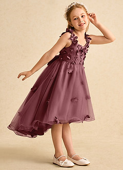 Azazie Tweety Flower Girl Dresses Desert Rose A-Line Lace Tulle Dress image5