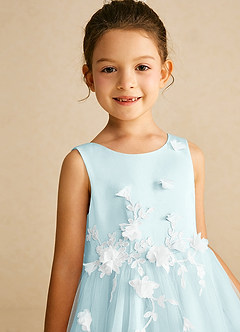Azazie Tillie Final Sale Blushing Pink A-Line Lace Tulle Dress image4