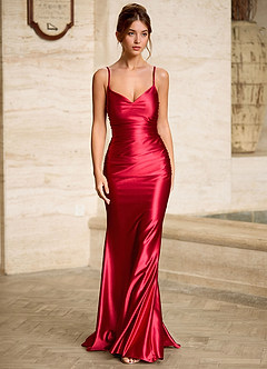 Scarlett Red Backless Lace-up Mermaid Prom Dress image4
