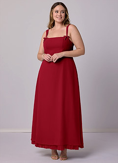 Barbie ♥ Azazie Bridesmaid Dresses Scarlet A-Line Pleated Chiffon Dress image7