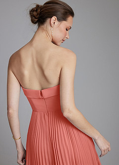 Azazie Mariana Bridesmaid Dresses Salmon Pink A-Line Strapless Chiffon Dress image2