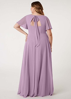 Azazie Kimber Vestidos de damas de honor Vestido de Glicinia de Gasa de Corte en A con Manga volante image10