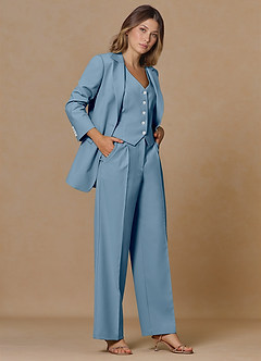 front Rowan Light Blue Refined Weave Performance blazer