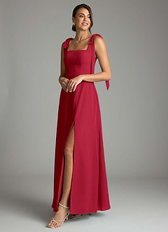 Azazie Debra Bridesmaid Dresses Scarlet A-Line with Pockets Chiffon Convertible Dress image8