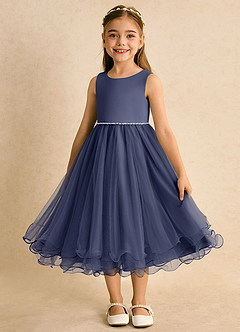 Azazie Lass Flower Girl Dresses Stormy A-Line Bow Tulle Dress image5