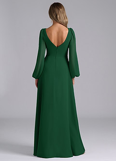 Azazie Omari Bridesmaid Dresses Dark Green A-Line Long Sleeve Chiffon Dress image6