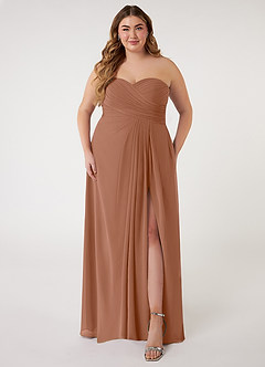 Azazie Arabella Allure Vestidos de damas de honor Vestido de Bronceador de Gasa de Corte en A Convertible con Escote de Corazón image12