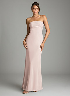 Azazie Saylor Brudtärnklänningar Klä av Sjöjungfru i Chiffong Axelbandslös Rosenblad image3