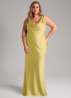 Azazie Rylina Robes de demoiselle d'honneur Robe Sirène en Satin extensible Canari image8